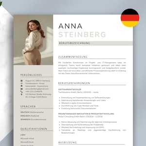 Bewerbungsvorlage 2025 / Moderner Lebenslauf Vorlage / Komplette Bewerbungsmappe / Word, Apple Pages, Canva / Anschreiben Deckblatt Descargar imagen 1