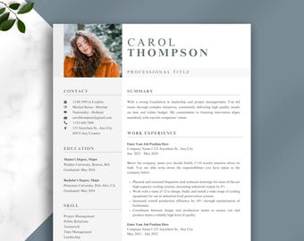 Creative 2025 Resume Template | Modern CV with Photo and Cover Letter | Editable Canva & Word for Nurse, Teacher