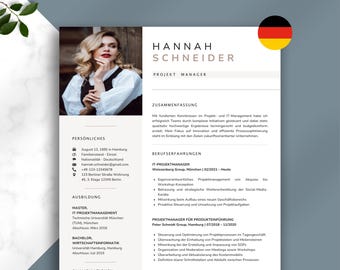 German Resume Template, CV Template for Word and Pages, Cover Page, Cover Letter, Attachments – Professional Job Application
