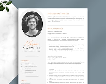 Creative Resume Template | Modern CV with Cover Letter & Photo | Professional Editable Resume for Canva, Word and Pages