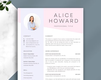 Editable Resume Template with Photo | Modern CV Template for Job Seekers 2025 | Professional Resume Design in Word, Canva & Pages
