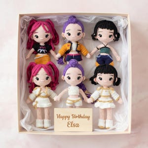 Kpop Crochet Dolls, Rumi Mira Zoey Plush, Handmade Amigurumi Dolls, Cute Kpop Gift, Girl Group Inspired Dolls