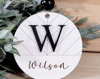 Family Name Christmas Ornament | First Christmas Ornament | Farmhouse Ornament | Monogram Ornament | 2023  Ornament | Last Name Ornament