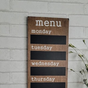 Weekly Menu Planner | Meal Planner Chalk Board | Menu Board | Family Menu Board Command Center