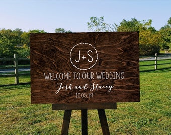Welcome to our Wedding | Large Wood Sign  | Rustic Wedding Decor | Wedding Sign for Easel Display