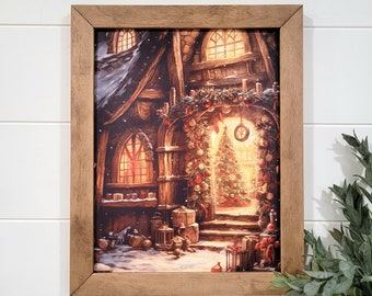 Christmas Home & Tree scene | Christmas layering sign | Mantel Christmas Sign | Layering Sign