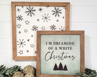 I'm dreaming of a White Christmas Wood Layering Sign Set | Christmas Sign Bundle | Mantel Sign Set | Shelf Sign Set