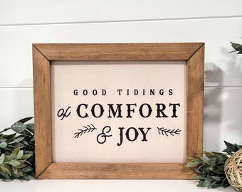 Good tidings of comfort and joy | Christmas Layering sign | Mantel decor | Christmas shelf decor | Vintage Christmas sign