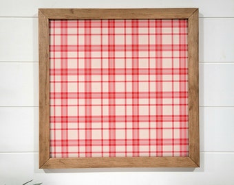 Red Plaid Wood Sign | Plaid Print Sign | Red Buffalo Check Wood Sign | Layering Sign | Mantel Sign | All Season Layering Sign