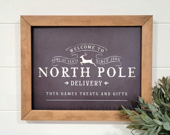 Welcome to North Pole Wood Sign | Christmas Home Decor Wood Sign | Mantel Christmas Sign | Layering Sign