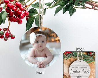 Baby's First Christmas Ornament with photo | Personalized Christmas Ornament | Custom Photo Ornament | My First Christmas Ornament 2023