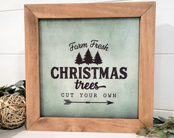 Farm Fresh Christmas Trees Christmas Sign | Vintage Christmas Sign | Layering Christmas Sign Decor