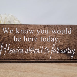 We know you would be here today if Heaven weren't so far away Wedding Memorial Sign Remembrance Sign In Memory Of Sign image 1