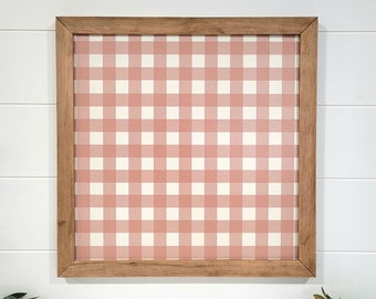 Tan Plaid Wood Sign | Plaid Print Sign | Tan Buffalo Check Wood Sign | Layering Sign | Mantel Sign | All Season Layering Sign