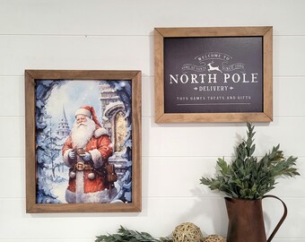 Santa Saint Nick and North Pole Wood Layering Sign Set | Christmas Sign Bundle | Mantel Sign Set