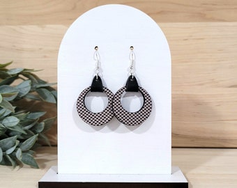 Round drop Earring | Boho Style Earring | Dangle Earring | Wood & Leatherette - Grace