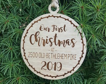 Christmas Ornament | Personalized Housewarming gift | Custom Engraved Wood Ornament | Christmas gift | New Home Tree Ornament