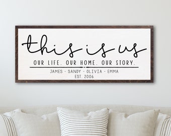 This is us| Personalized Family Sign | Farmhouse Decor | Living Room Decor | Modern Farmhouse | Family Home Sign | Dining Room Decor