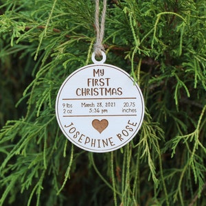 Babys First Christmas Ornament | Custom Engraved Wooden Ornament | My first Christmas Ornament | New Baby gift | Personalized Ornament