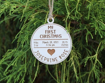 Babys First Christmas Ornament | Custom Engraved Wooden Ornament | My first Christmas Ornament | New Baby gift | Personalized Ornament