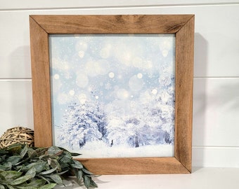 Snowy Trees | Layering Sign | Mantel Sign | All Season Layering Sign | Winter Scene Framed Sign