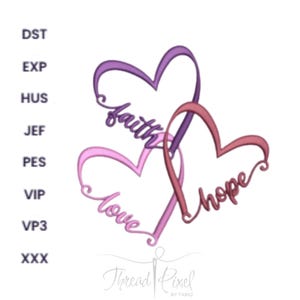 Faith Hope Love Embroidery Design: Inspirational Hoop Art (Digital Download)