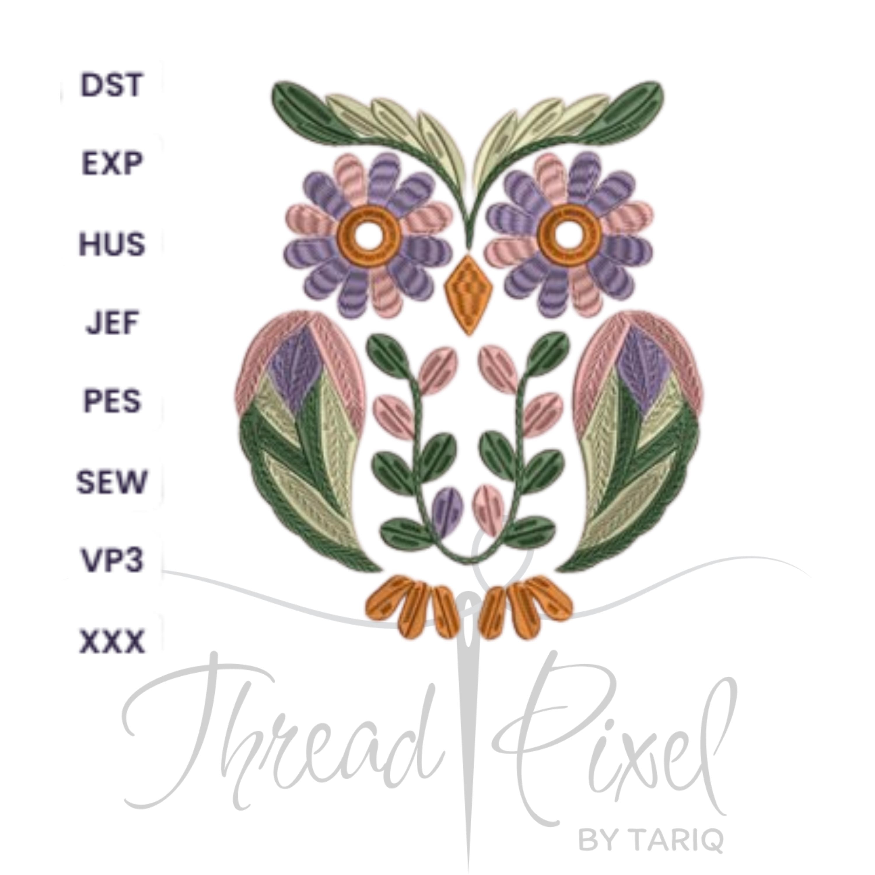 Floral Owl Embroidery Design Embroidery Birds Embroidery Designs Floral Owl