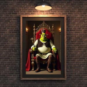 Shrek Canvas Poster Funny Meme Art Print, Absurd Wall Decor, Shrek Meme Painting for Home or Office