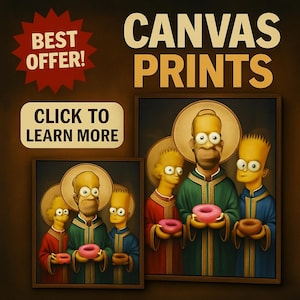 Simpsons Meme Poster Religious Icon Style Wall Art Funny Cartoon Print Surreal Physical Decor for Meme Fans and Collectors