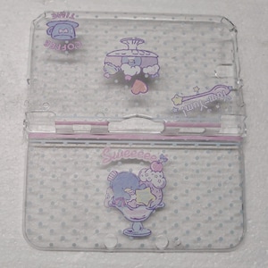 Süße, klare 3DS-Hülle mit pastellfarbenen Punkten – Kawaii Schutzhülle für Nintendo 3DS, süßes Dessert