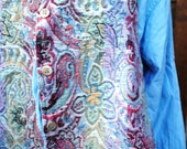 Vintage Denim Shirt with Attached Floral Tapestry Print Vest