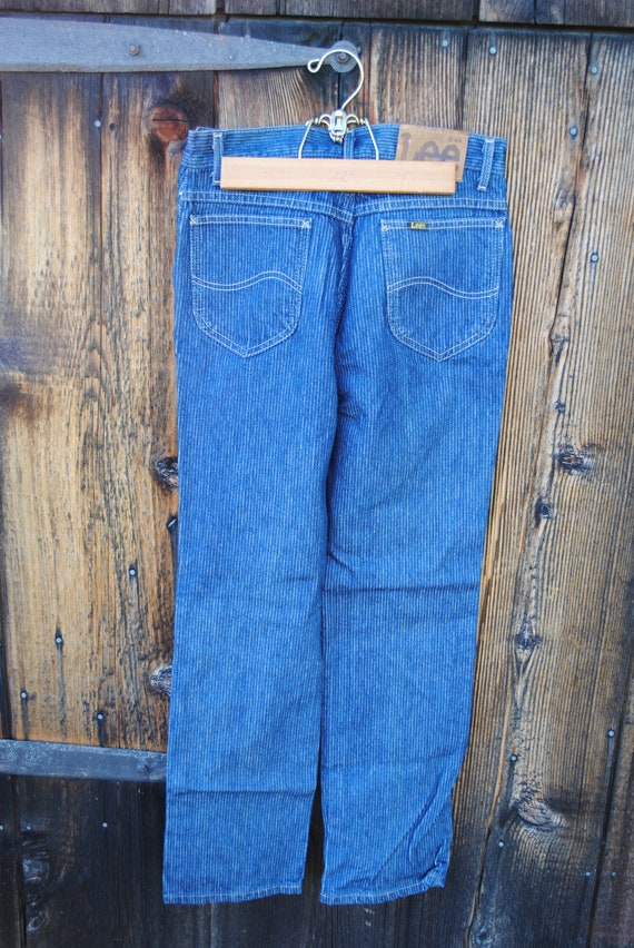 Vintage Lee High Waisted Railroad Pinstripe Jeans… - image 3