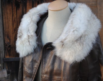 Hot Coco Fur Trimmed Chocolate Leather Belted Duster Coat