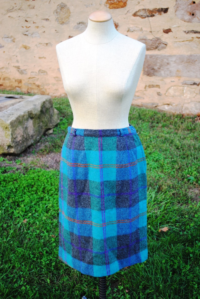 imperfect Vintage Teal and Tack 80s Equestrian Sweater and Skirt Set