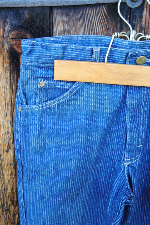Vintage Lee High Waisted Railroad Pinstripe Jeans… - image 2