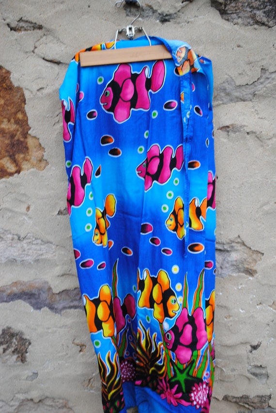 Vintage Tropical Fish Wrap Skirt Cover-Up