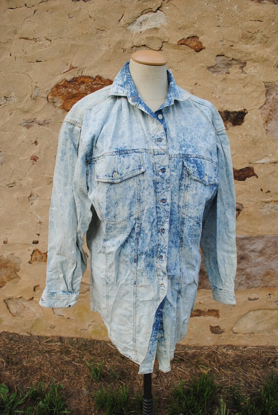 Distressed Denim Acid Wash Shirt Dress Long or Cov