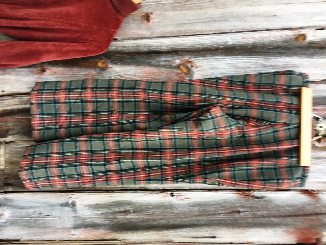 Vintage Pendleton Wool Pants Olive and Peach Plaid Ladies Golf Etsy