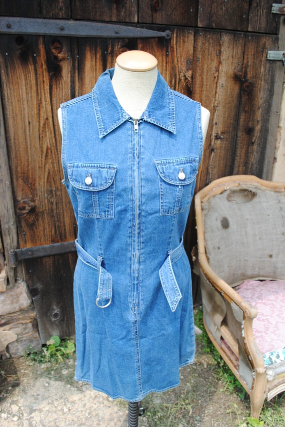 Demi Denim Delights Vintage Sleeveless Zip-up Den… - image 1