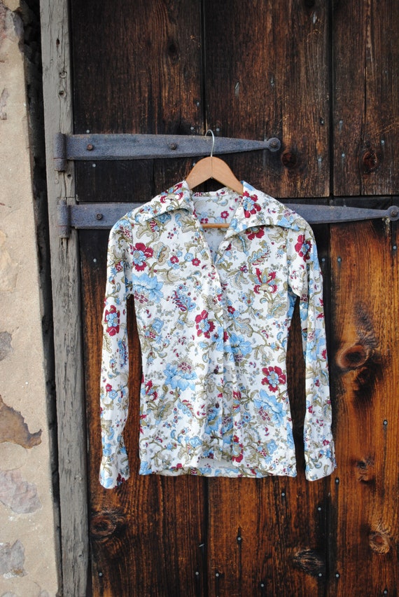 Persian Floral Novelty Print Seventies Shirt - image 1