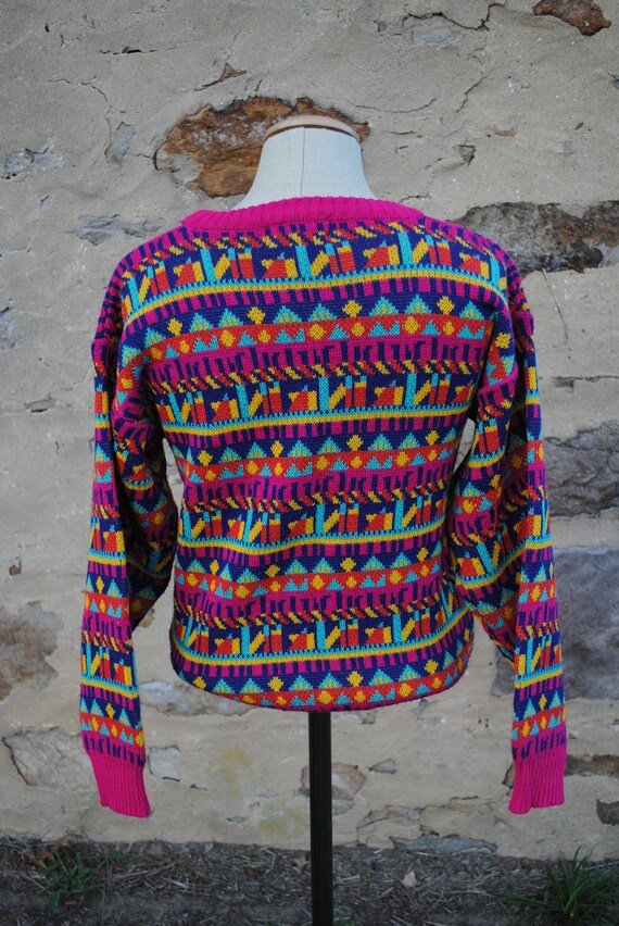 Vintage Psychedelic Patterns Fair Isle Sweater - image 3