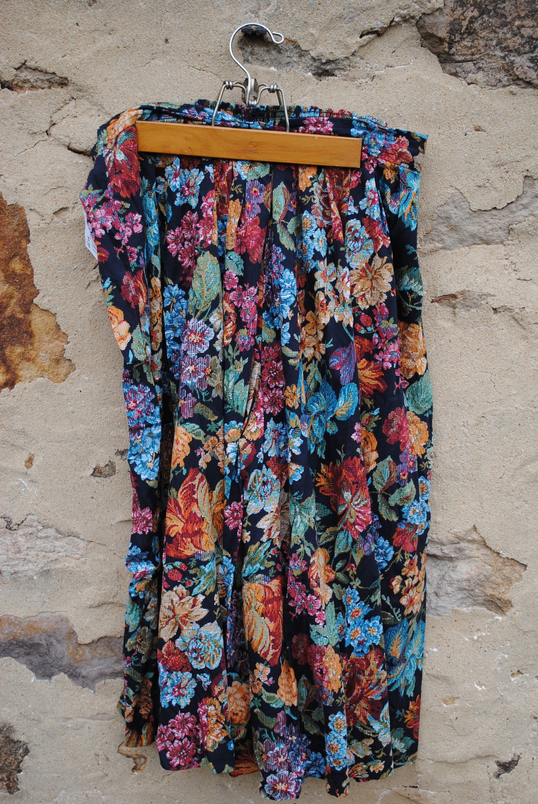 Gaucho Vintage Tapestry Print Palazzo Pants Look Like Skirt Culottes Etsy