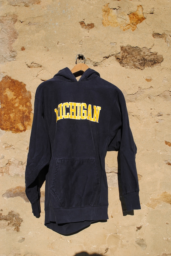 Vintage Michigan Sweatshirt Navy with Yellow Spell