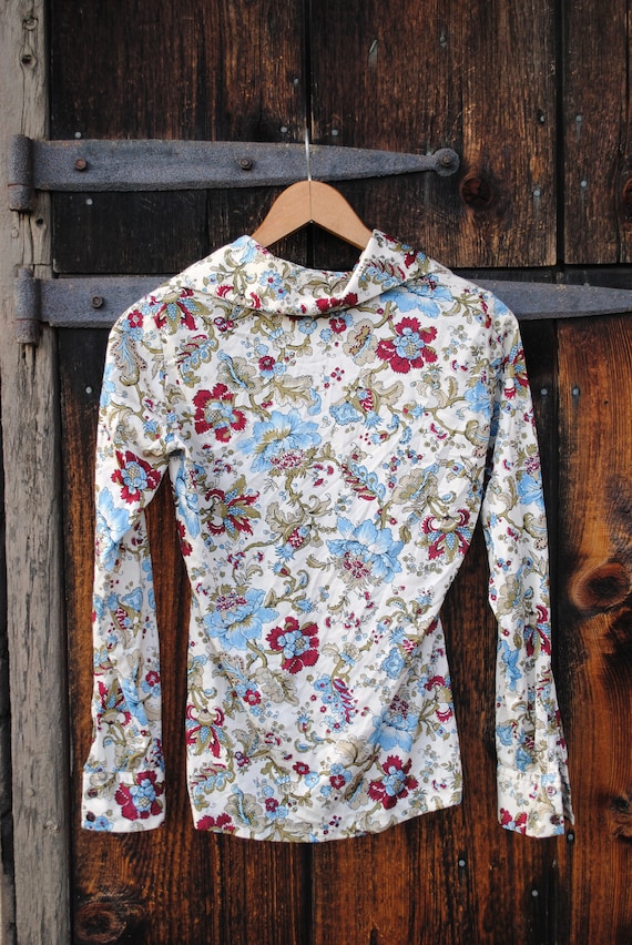 Persian Floral Novelty Print Seventies Shirt - image 3