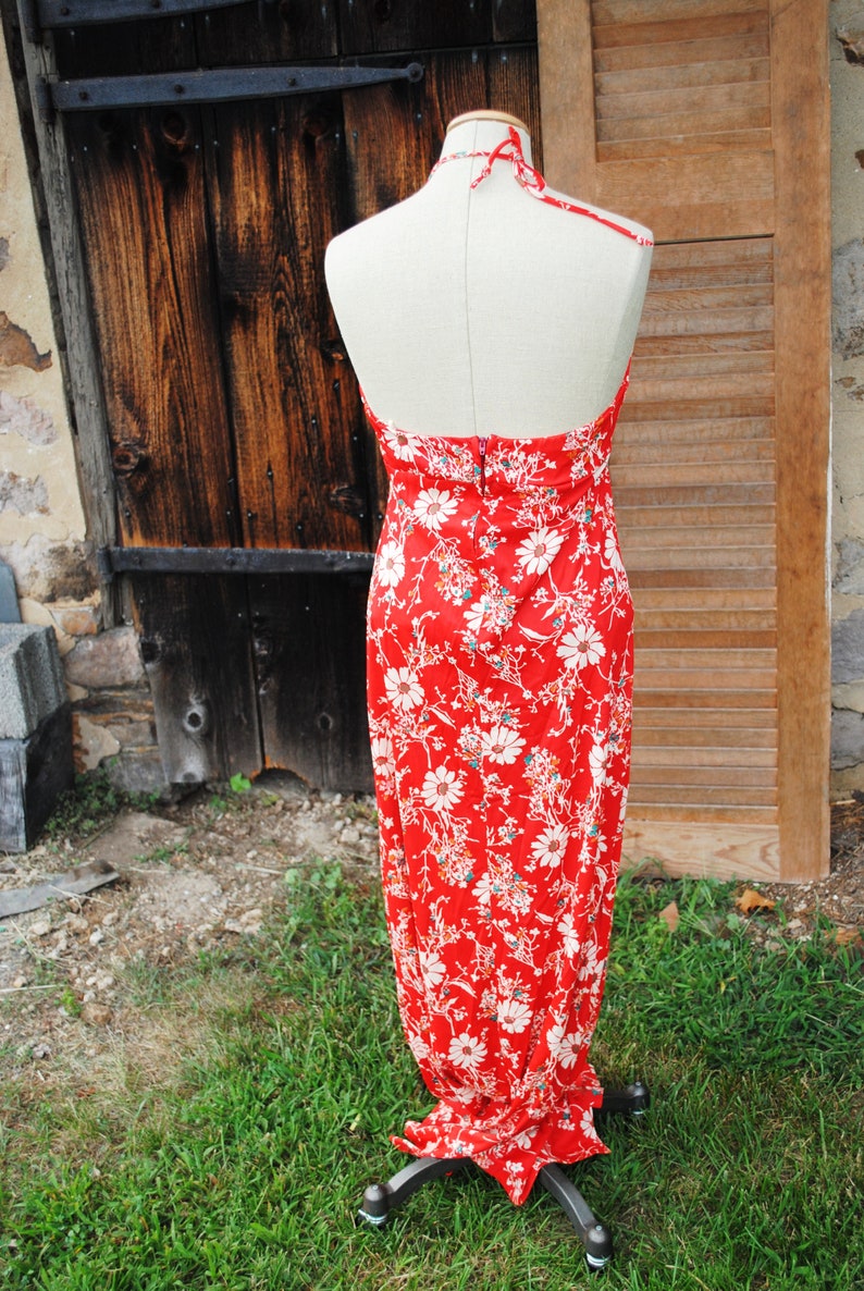 red vintage halter dress