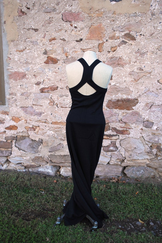 Vintage Body-Con Black Dress Sleeveless Knit LBD