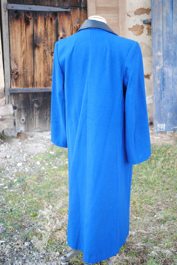 Bright Blue Vintage Ladies Wool Duster Coat - image 3