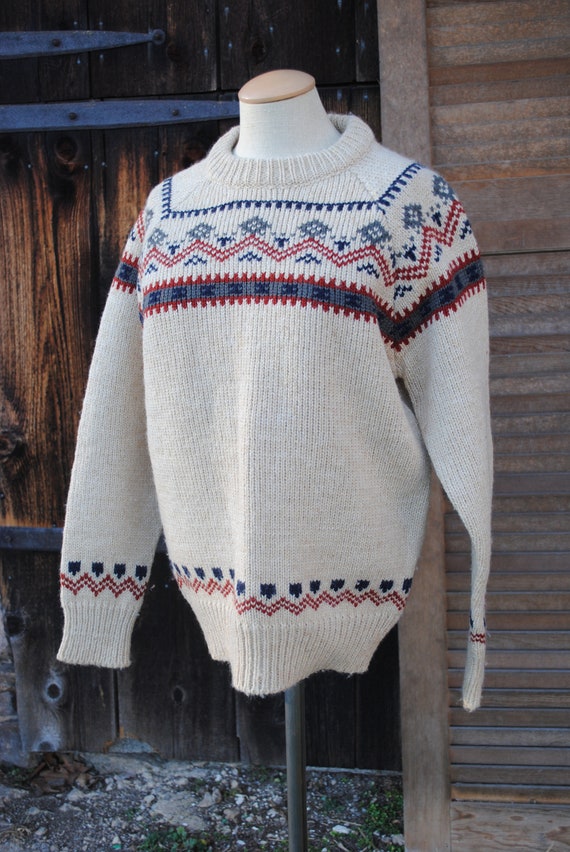 Thick Knit Fair Isle Vintage Woolrich Sweater Gra… - image 2