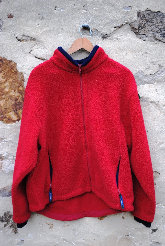 Vintage Red L. L. Bean Fleece Jacket in Mens L.