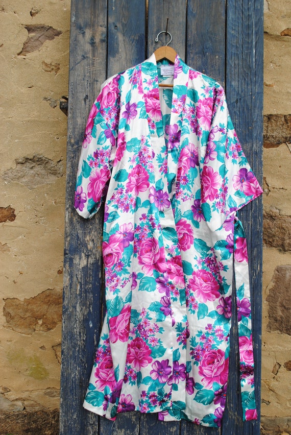 California Dreamin' Vintage Satin Robe Kimono - image 3